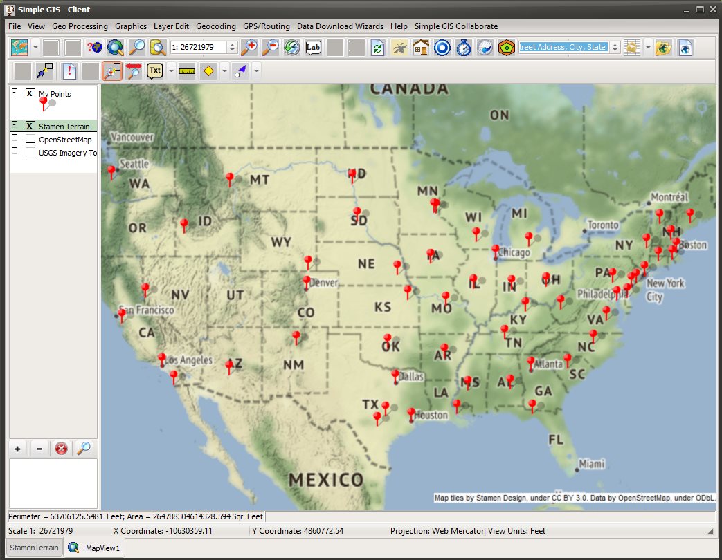 screenshot of Simple GIS Client